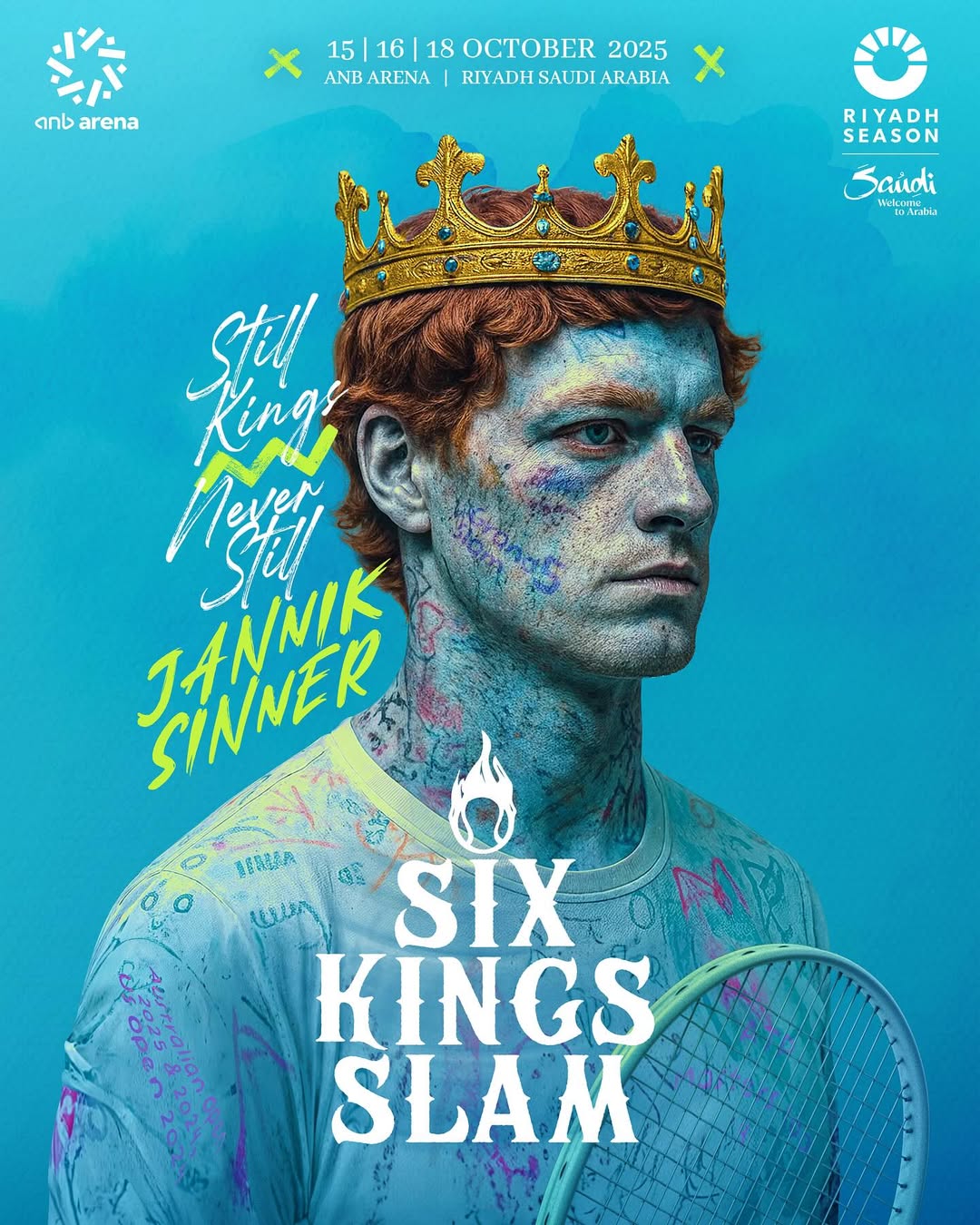 Six Kings Slam, la locandina sbagliata e la «gufata» a Sinner