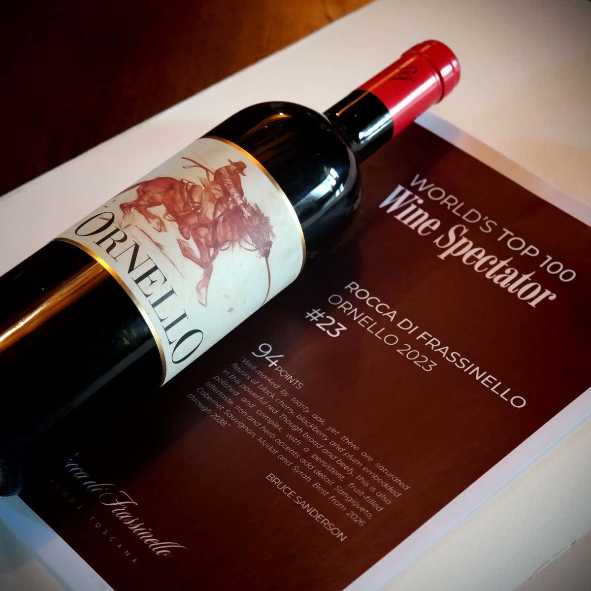 L'Ornello 2023 di Rocca di Frassinello è ora 23° nella World’s Top 100 di Wine Spectator.