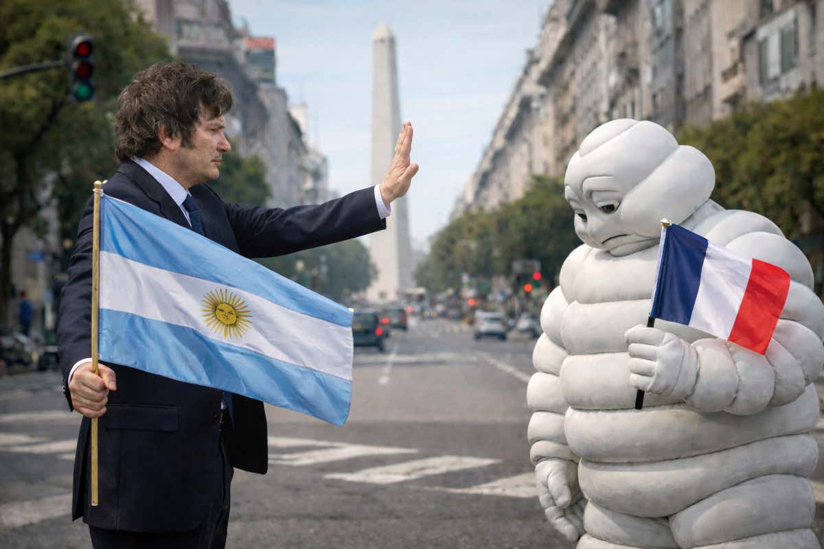 Il governo Milei ha tagliato i fondi pubblici alla Michelin (foto creata con IA) In Argentina il governo taglia i fondi alla Michelin e punta su una guida nazionale