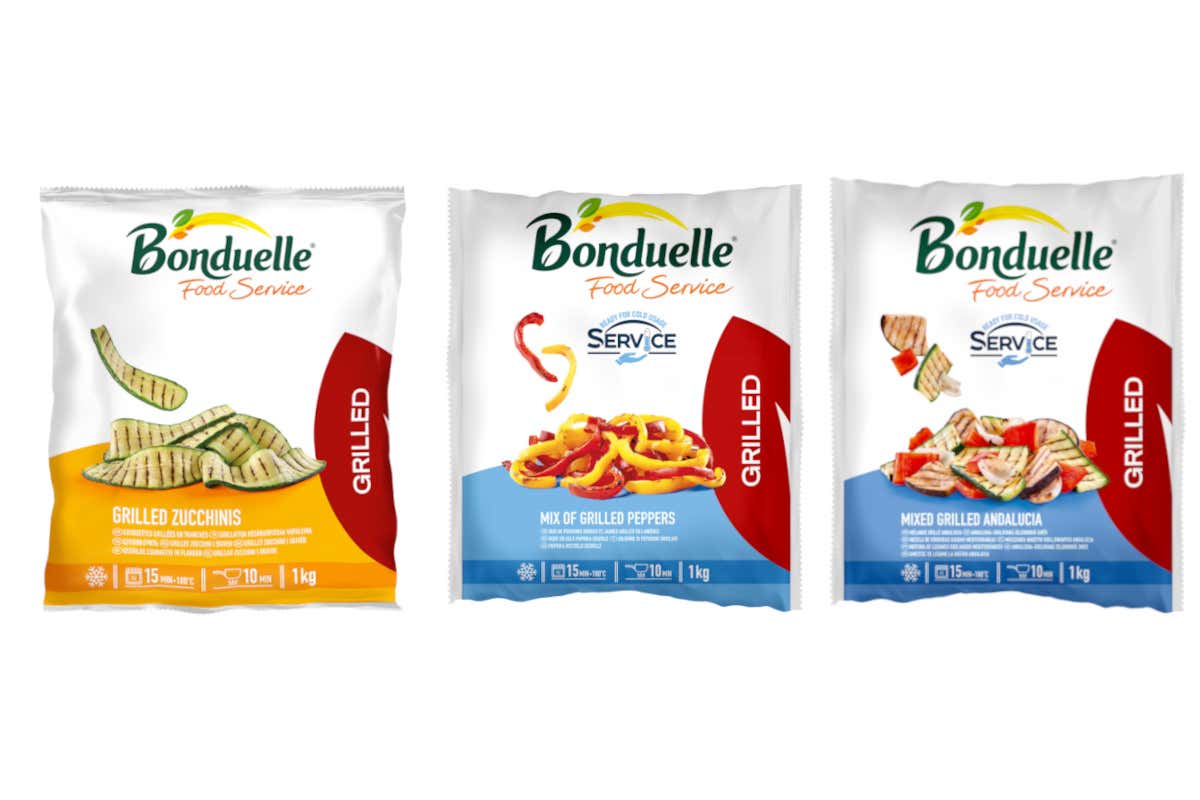 Le Grigliate di Bonduelle Food Service: Zucchine grigliate, Mix di Peperoni Grigliati e Mix Andalucia con Peperoni, Melanzane, Zucchine e Cipolle