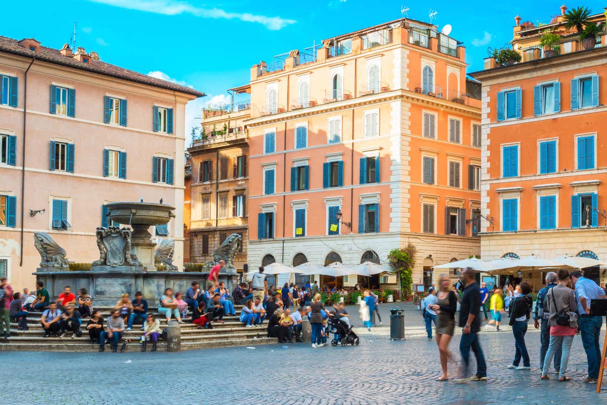 Vista su Piazza Santa Maria a Trastevere
