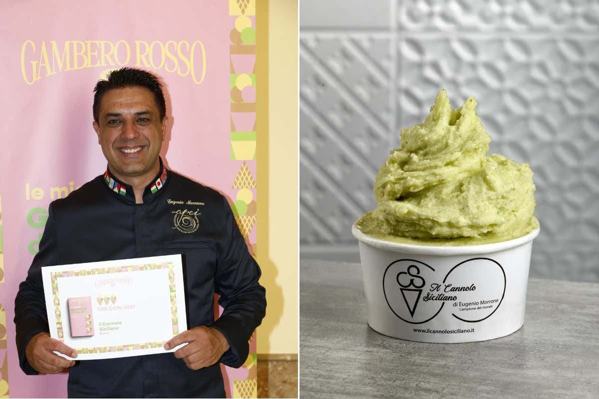 Eugenio Morrone e il gelato al baslico, cedro e foglia d'olivo Basilico cedro e foglia d'olivo: il gelato che trasforma il recupero in alta gastronomia