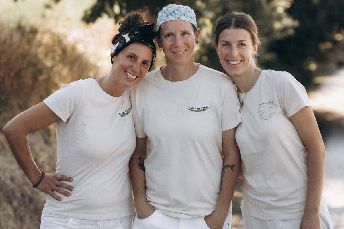 Le tre fondatrici dell'azienda Il Gentil Verde, Agnese Badia, Eva Sander e Giuditta Mercurio