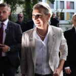 Co-leader of Alternative for Germany party, or AfD, Alice Weidel, arrives for a press conference in Berlin, Germany, Monday, Sept. 7, 2026. (AP Photo/Ebrahim Noroozi)